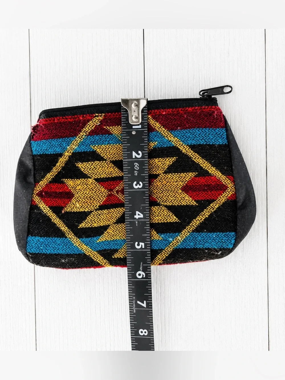 🖤Woven Geometric Pattern Zip Pouch - Black & Gold